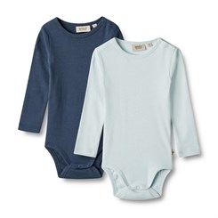 Wheat rib Body LS Spencer 2-pak - Light blue navy